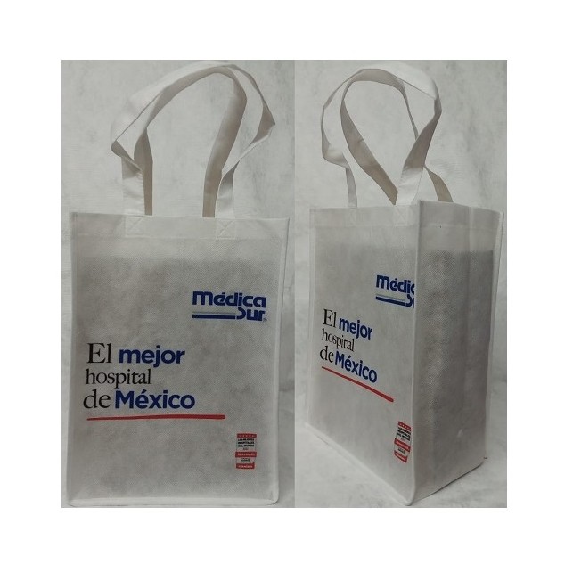 Sewn bag with handles, side and bottom gusset